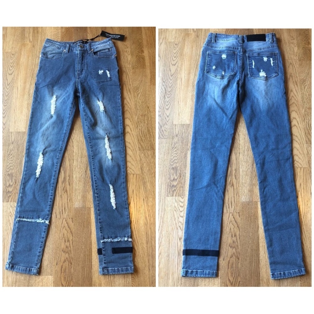 Maniere De Voir Asymmetrical Distressed Jeans NWT